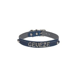 Cattie İsimlikli Deri Kedi Tasması Royalmavi 1,5X26-30Cm