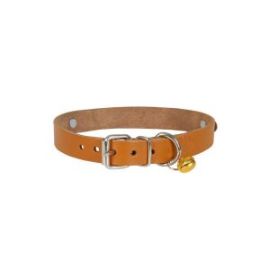 Cattie İsimlikli Deri Kedi Tasması Kamel 1,5X26-30Cm