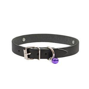 Cattie İsimlikli Deri Kedi Tasması Siyah 1,5X29-34Cm