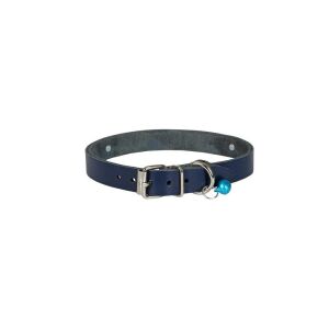 Cattie İsimlikli Deri Kedi Tasması Royalmavi 1,5X29-34Cm