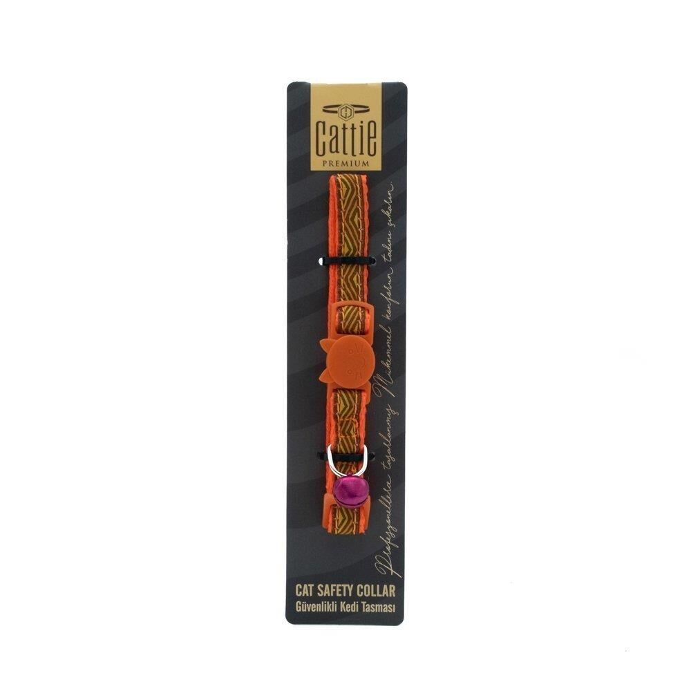 CATTİE DESENLİ KEDİ BOYUN TASMASI TURUNCU 1X15-25CM