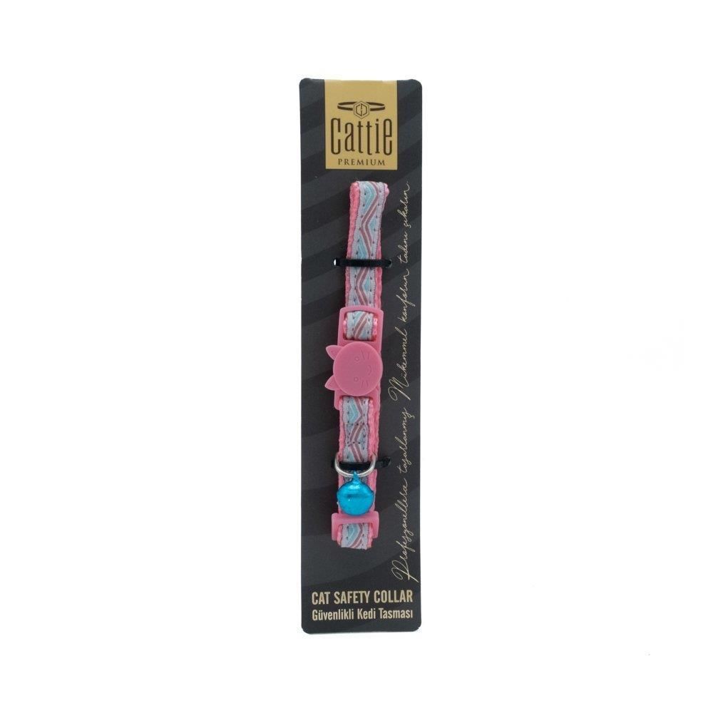 CATTİE DESENLİ KEDİ BOYUN TASMASI PEMBE 1X15-25CM