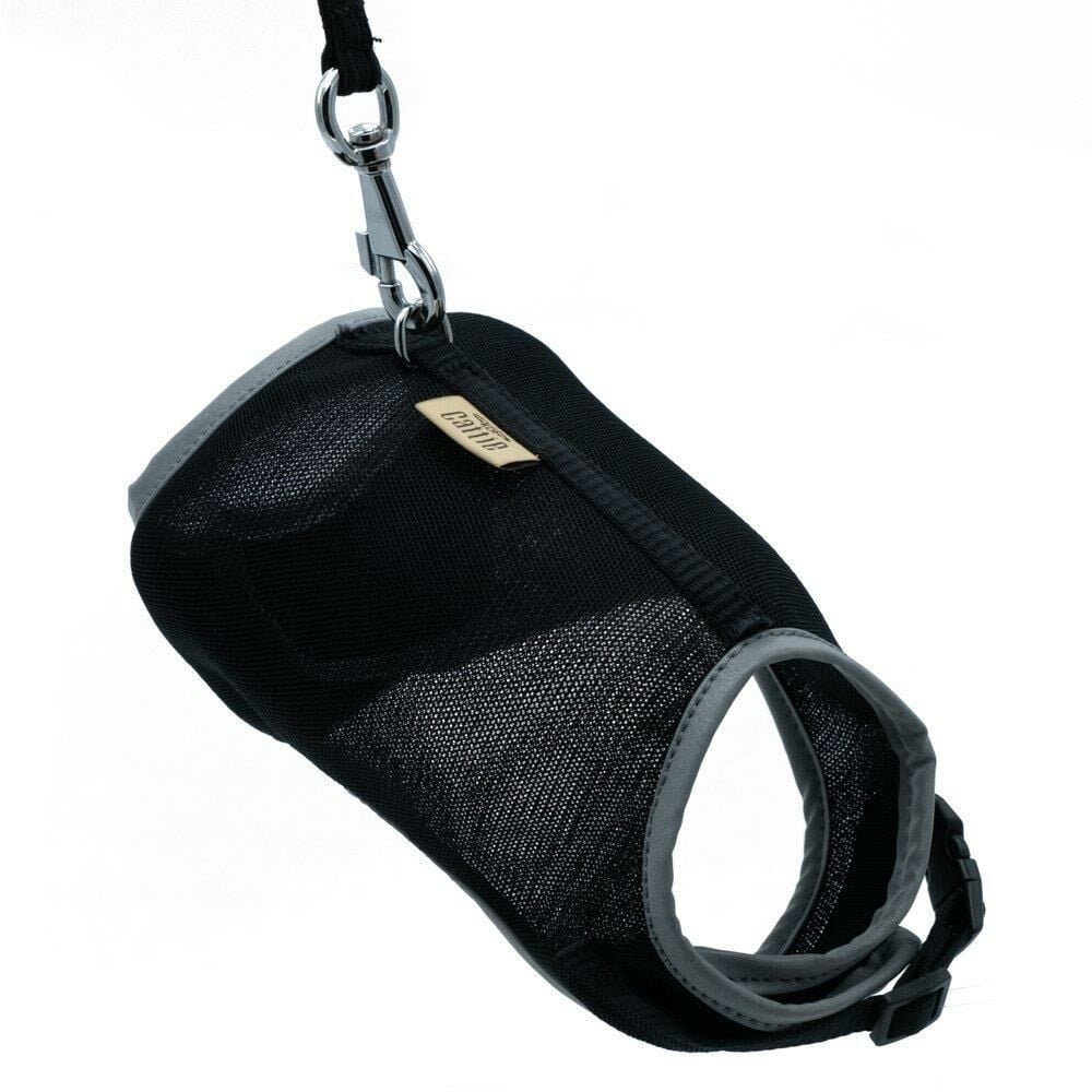Cattie Havalı Dokuma Kedi Göğüs & Gezdirme Takımı Siyah 1X25-35Cm