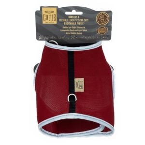 Cattie Havalı Dokuma Kedi Göğüs & Gezdirme Takımı Kırmızı 1X25-35Cm
