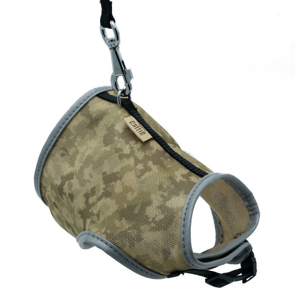 Cattie Havalı Dokuma Kedi Göğüs & Gezdirme Takımı Kamuflaj 1X25-35Cm