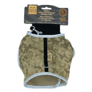 Cattie Havalı Dokuma Kedi Göğüs & Gezdirme Takımı Kamuflaj 1X25-35Cm