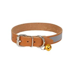 Cattie Reflektörlü Deri Kedi Tasması Kamel 1,5X26-30Cm