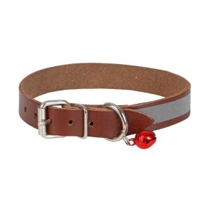 Cattie Reflektörlü Deri Kedi Tasması Kahve 1,5X26-30Cm