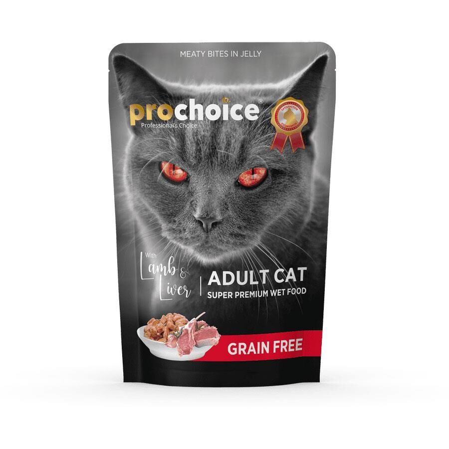 ProChoice Pouch Tahılsız Kuzu ve Ciğerli Yetişkin Kedi Konservesi 85gr