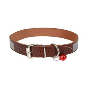 Cattie Reflektörlü Deri Kedi Tasması Kahve 1,5X29-33Cm