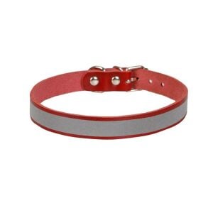 Cattie Reflektörlü Deri Kedi Tasması Kırmızı 1,5X29-33Cm