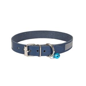 Cattie Reflektörlü Deri Kedi Tasması Royalmavi 1,5X29-33Cm