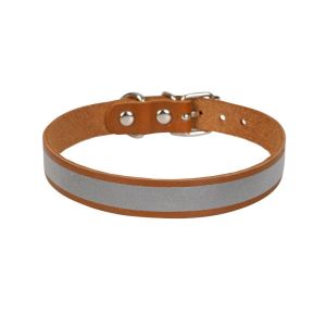 Cattie Reflektörlü Deri Kedi Tasması Kamel 1,5X29-33Cm