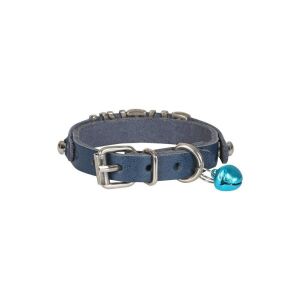 Cattie İsimlikli Deri Kedi Tasması Royalmavi 1X16-20Cm