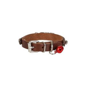 Cattie İsimlikli Deri Kedi Tasması Kahve 1X16-20Cm