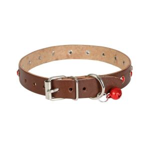 Cattie Taşlı Deri Kedi Tasması Kahve 1,5X27-33Cm