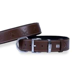 DOGGİE KONFOR DERİ PATİ DESENLİ BOYUN TASMASI KAHVE 4X57-65CM