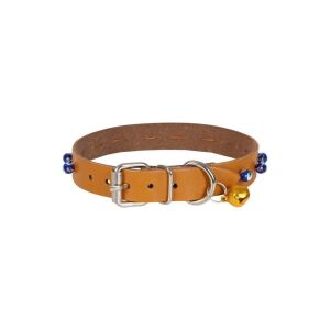 Cattie Boncuklu Deri Kedi Tasması Kamel 1,5X26-30Cm