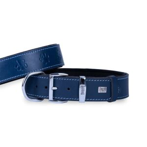DOGGİE KONFOR DERİ PATİ DESENLİ BOYUN TASMASI ROYALMAVİ 4X57-65CM