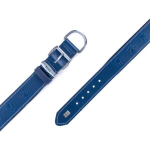 DOGGİE KONFOR DERİ PATİ DESENLİ BOYUN TASMASI ROYALMAVİ 4X57-65CM
