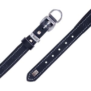 Doggie Konfor Deri Pati Desenli Boyun Tasması Siyah 2X30-35Cm