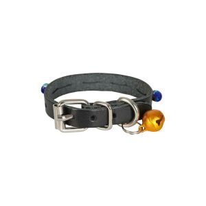Doggie Boncuklu Deri Kedi Tasması Siyah 1X12-16Cm