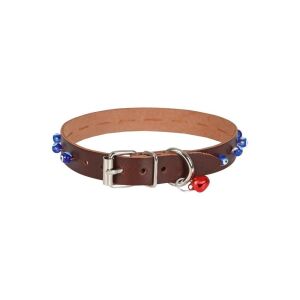 Cattie Boncuklu Deri Kedi Tasması Kahve 1,5X29-33Cm