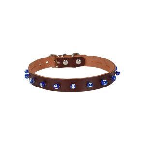 Cattie Boncuklu Deri Kedi Tasması Kahve 1,5X29-33Cm