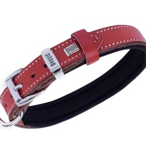 Doggie Konfor Deri Pati Desenli Boyun Tasması Kırmızı 2X30-35Cm