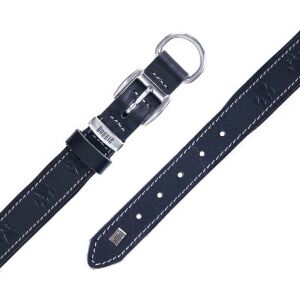 Doggie Konfor Deri Pati Desenli Boyun Tasması Siyah 2,5X37-45Cm