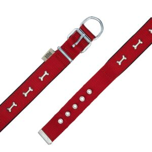 Doggie Konfor Dokuma Kemikli Boyun Tasması Kırmızı 3X42-50Cm