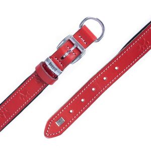 Doggie Konfor Deri Pati Desenli Boyun Tasması Kırmızı 2,5X37-45Cm