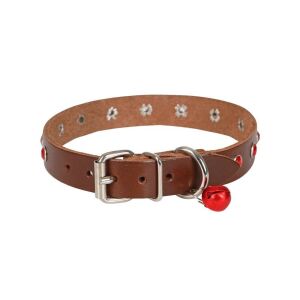 Cattie Taşlı Deri Kedi Tasması Kahve 1,5X26-31Cm
