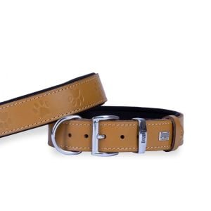 Doggie Konfor Deri Pati Desenli Boyun Tasması Kamel 3,5X47-55Cm
