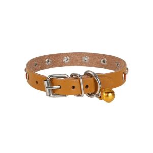 Cattie Taşlı Deri Kedi Tasması Kamel 1,2X23-28Cm