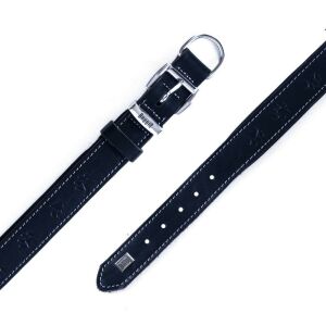 Doggie Konfor Deri Pati Desenli Boyun Tasması Siyah 3,5X47-55Cm