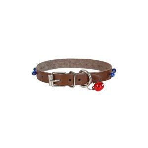 Cattie Boncuklu Deri Kedi Tasması Kahve 1,2X23-27Cm