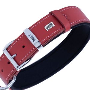 Doggie Konfor Deri Pati Desenli Boyun Tasması Kırmızı 3,5X47-55Cm