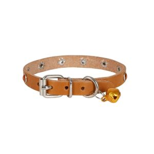 Cattie Taşlı Deri Kedi Tasması Kamel 1X20-23Cm