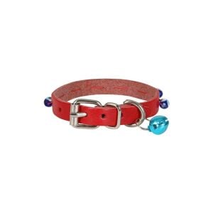 Cattie Boncuklu Deri Kedi Tasması Kırmızı 1X16-20Cm