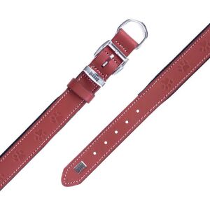 Doggie Konfor Deri Pati Desenli Boyun Tasması Kırmızı 3,5X52-60Cm