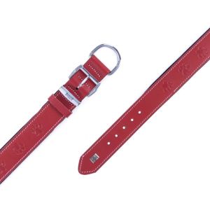Doggie Konfor Deri Pati Desenli Boyun Tasması Kırmızı 4X52-60Cm