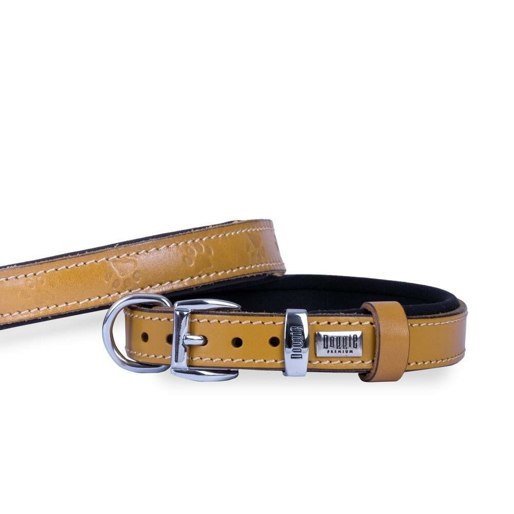 DOGGİE KONFOR DERİ PATİ DESENLİ BOYUN TASMASI KAMEL 2X35-40CM