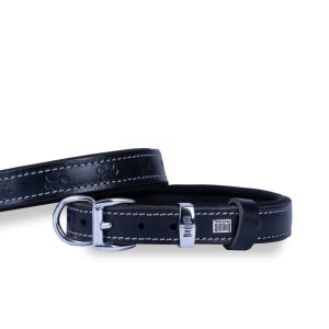 DOGGİE KONFOR DERİ PATİ DESENLİ BOYUN TASMASI SİYAH 2X35-40CM