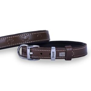 DOGGİE KONFOR DERİ PATİ DESENLİ BOYUN TASMASI KAHVE 2X35-40CM
