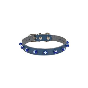 Cattie Boncuklu Deri Kedi Tasması Royalmavi 1,2X23-27Cm