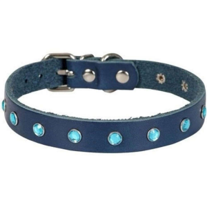 Cattie Taşlı Deri Kedi Tasması Royalmavi 1X16-20Cm
