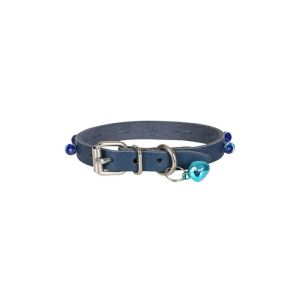 Cattie Boncuklu Deri Kedi Tasması Royalmavi 1X20-23Cm