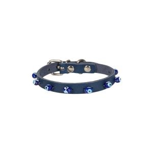 Cattie Boncuklu Deri Kedi Tasması Royalmavi 1X20-23Cm