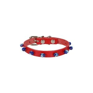 Cattie Boncuklu Deri Kedi Tasması Kırmızı 1X20-23Cm
